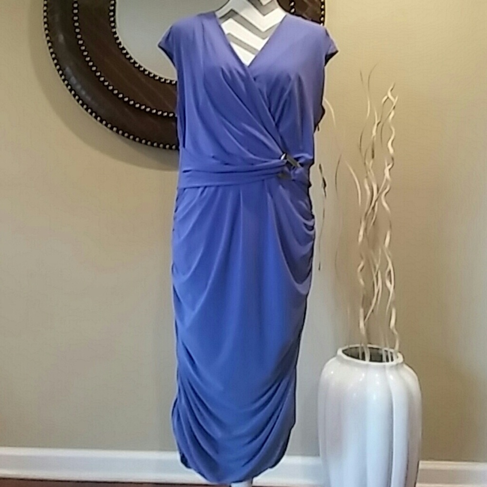 Nine West French Lilac ruched jersey dress